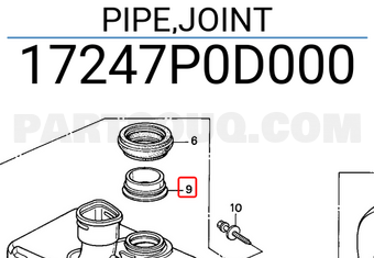 Honda 17247P0D000 PIPE,JOINT