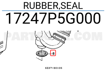 Honda 17247P5G000 RUBBER,SEAL