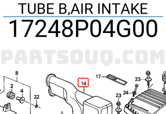 Honda 17248P04G00 TUBE B,AIR INTAKE