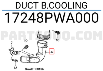 Honda 17248PWA000 DUCT B,COOLING