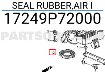 Honda 17249P72000 SEAL RUBBER,AIR I