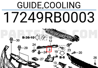 Honda 17249RB0003 GUIDE,COOLING