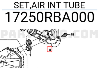 Honda 17250RBA000 SET,AIR INT TUBE