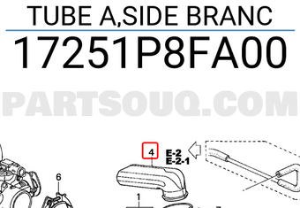 Honda 17251P8FA00 TUBE A,SIDE BRANC