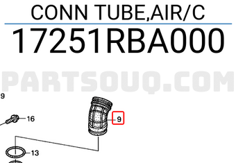 Honda 17251RBA000 CONN TUBE,AIR/C