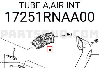 Honda 17251RNAA00 TUBE A,AIR INT