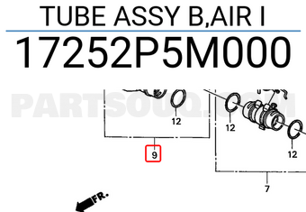 Honda 17252P5M000 TUBE ASSY B,AIR I