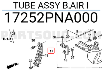 Honda 17252PNA000 TUBE ASSY B,AIR I