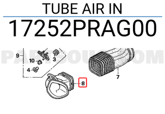 Honda 17252PRAG00 TUBE AIR IN