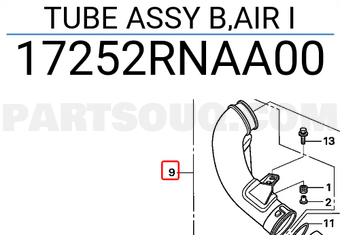 Honda 17252RNAA00 TUBE ASSY B,AIR I
