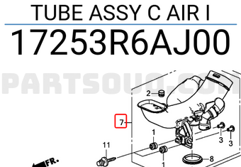 Honda 17253R6AJ00 TUBE ASSY C AIR I