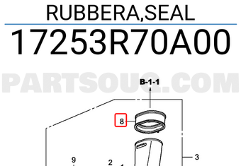 Honda 17253R70A00 RUBBERA,SEAL