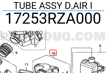 Honda 17253RZA000 TUBE ASSY D,AIR I