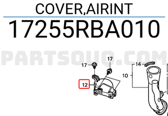 Honda 17255RBA010 COVER,AIRINT