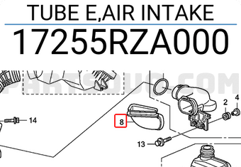 Honda 17255RZA000 TUBE E,AIR INTAKE