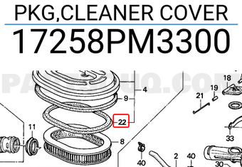 Honda 17258PM3300 PKG,CLEANER COVER