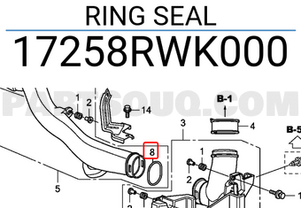 Honda 17258RWK000 RING SEAL