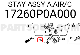 Honda 17260P0A000 STAY ASSY A,AIR/C