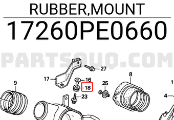 Honda 17260PE0660 RUBBER,MOUNT