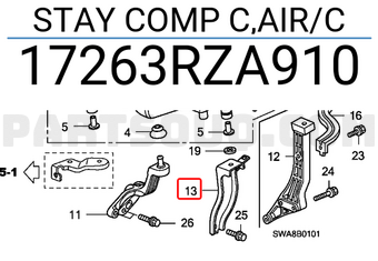 Honda 17263RZA910 STAY COMP C,AIR/C