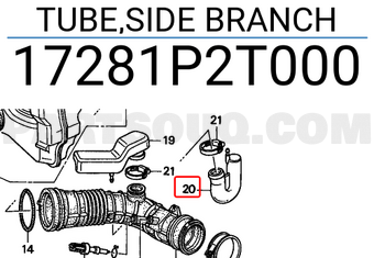 Honda 17281P2T000 TUBE,SIDE BRANCH