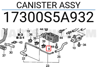 Honda 17300S5A932 CANISTER ASSY