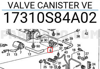 Honda 17310S84A02 VALVE CANISTER VE