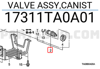 Honda 17311TA0A01 VALVE ASSY,CANIST