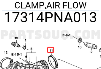 Honda 17314PNA013 CLAMP,AIR FLOW