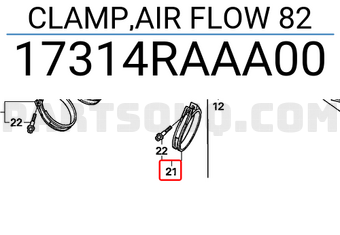 Honda 17314RAAA00 CLAMP,AIR FLOW 82