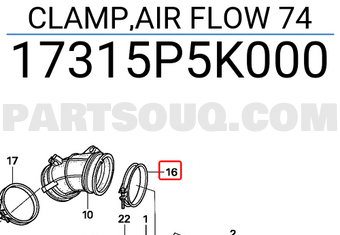 Honda 17315P5K000 CLAMP,AIR FLOW 74