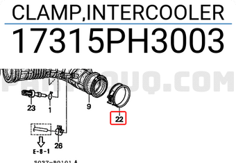 Honda 17315PH3003 CLAMP,INTERCOOLER