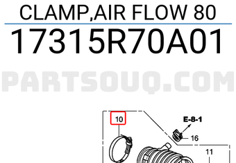 Honda 17315R70A01 CLAMP,AIR FLOW 80