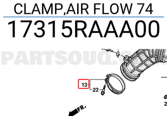 Honda 17315RAAA00 CLAMP,AIR FLOW 74