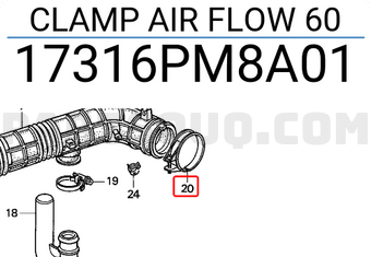 Honda 17316PM8A01 CLAMP AIR FLOW 60