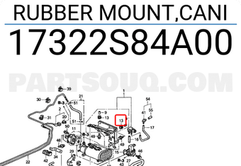Honda 17322S84A00 RUBBER MOUNT,CANI