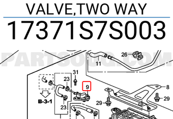 Honda 17371S7S003 VALVE,TWO WAY