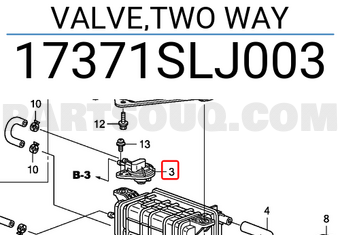 Honda 17371SLJ003 VALVE,TWO WAY