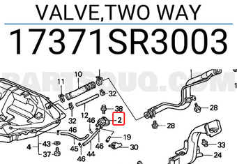 Honda 17371SR3003 VALVE,TWO WAY