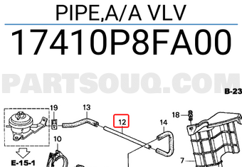 Honda 17410P8FA00 PIPE,A/A VLV