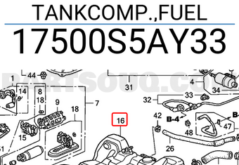Honda 17500S5AY33 TANKCOMP.,FUEL