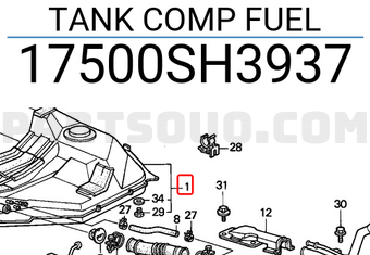 Honda 17500SH3937 TANK COMP FUEL