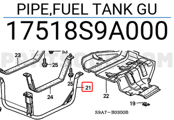 Honda 17518S9A000 PIPE,FUEL TANK GU