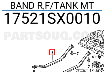 Honda 17521SX0010 BAND R,F/TANK MT