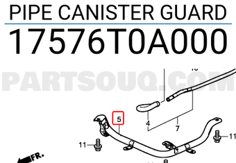Honda 17576T0A000 PIPE CANISTER GUARD
