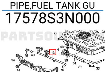 Honda 17578S3N000 PIPE,FUEL TANK GU