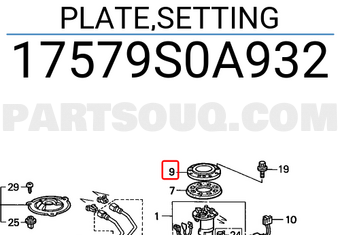Honda 17579S0A932 PLATE,SETTING