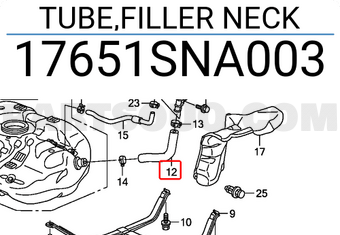 Honda 17651SNA003 TUBE,FILLER NECK