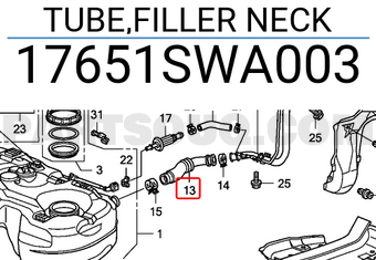 Honda 17651SWA003 TUBE,FILLER NECK