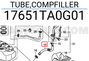 Honda 17651TA0G01 TUBE,COMPFILLER